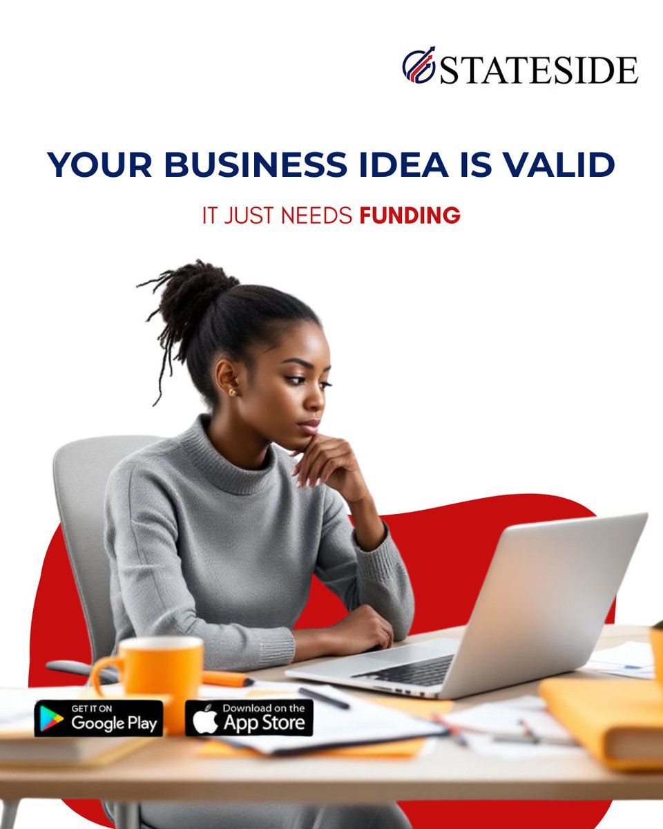 BankStateside's tweet photo. You've been sitting on that idea long enough

The plan is solid. The vision is clear. All that's missing is the funding and that's exactly where we come in
Get a business loan on the Stateside Bank app today

Download on Google play store or the App store https://t.co/rlF8kHzGF0