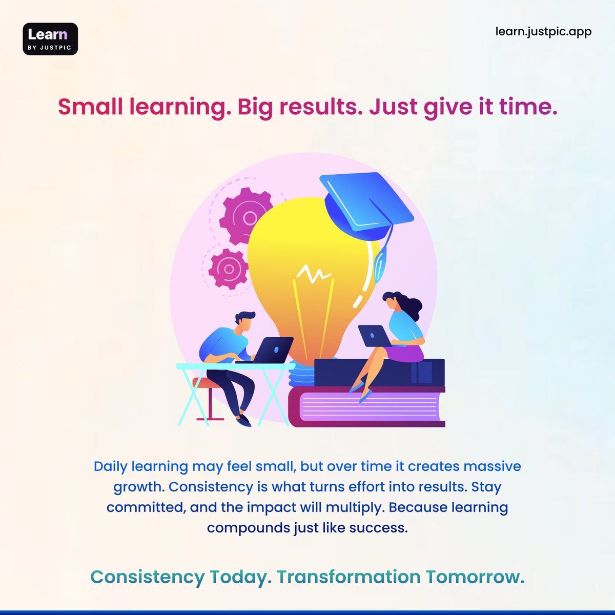 JustPicNetwork's tweet image. Learning doesn’t show results immediately.
It builds silently. Until one day… you think better, act smarter, and move faster than before.

That’s compounding.

#LearnBuJustPic #LearningPlatform #Elearning #Knowledge #Skill #Growth #CompoundEffect #Learning #CompoundingEffect