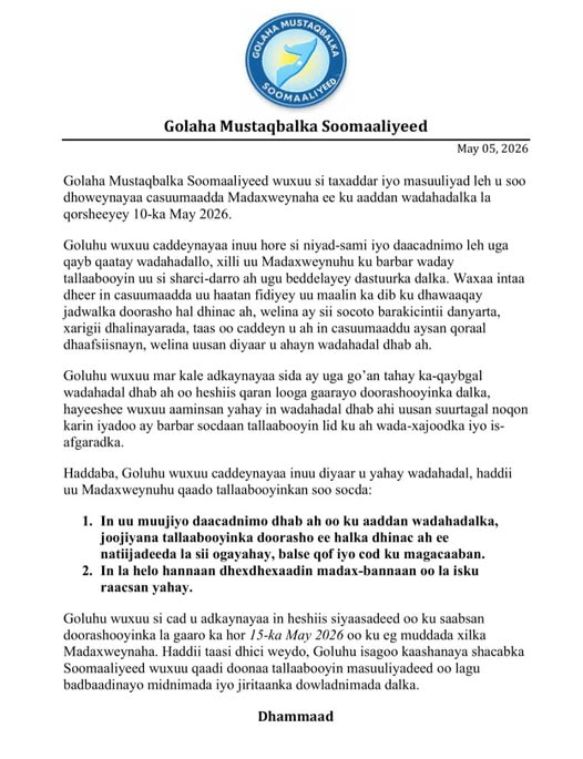SomaliGuardian's tweet image. #Somalia’s Future Council has set two conditions for participating in talks convened by President Hassan Sheikh Mohamud: the suspension of what it describes as unilateral electoral plans marketed as universal suffrage, and the establishment of an independent mediation mechanism.