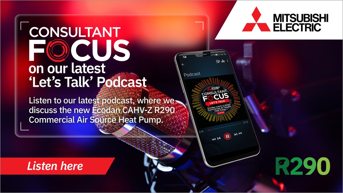 meuk_les's tweet photo. In our latest ‘Let’s Talk’ Podcast, Harvey Loyal and Samira Savari from Mitsubishi Electric, discuss the new Ecodan CAHV-Z R290 Commercial Air Source Heat Pump. Listen now: https://t.co/ZAje5HGGsh #MitsubishiElectric #ConsultantFocus #Ecodan #Podcast #LetsTalk #CAHV-Z https://t.co/h40iEU2M1Z