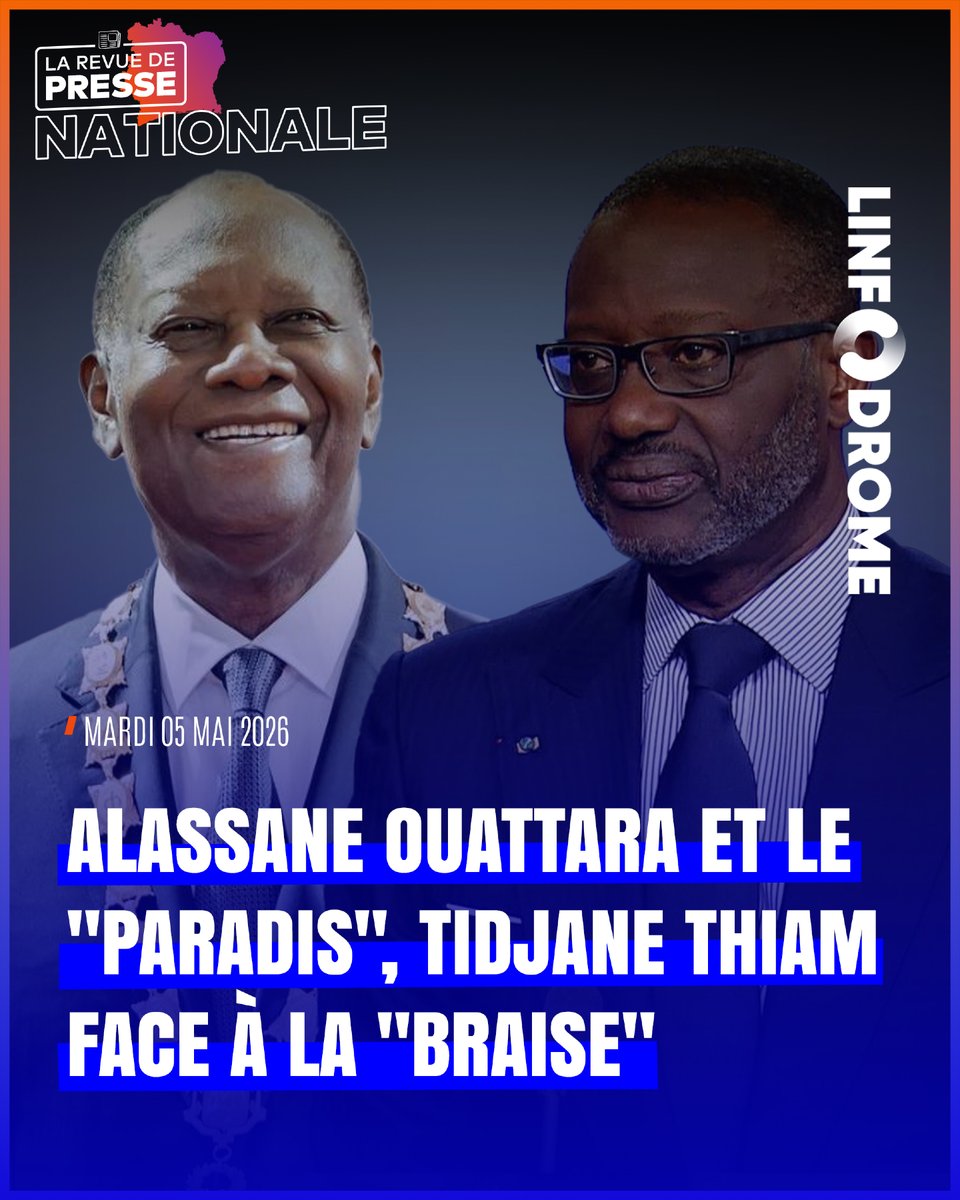 Linfodrome's tweet image. Un exécutif qui valorise ses résultats, une opposition fragmentée et des drames urbains qui interrogent. Ce mardi 5 mai 2026, la presse ivoirienne ne manque pas de souffle. 

#Linfodrome