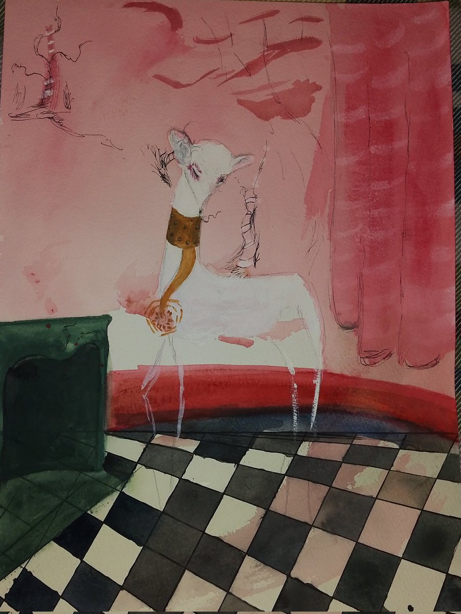 ElberethM's tweet image. All I want is you, water colour on paper 21st January 2024 #surrealism