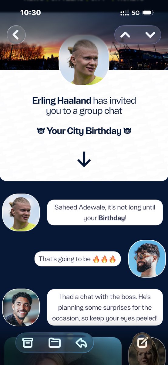 TJSaheed's tweet photo. I got an invite message from @ErlingHaaland of @ManCity .

We @Cityzens are 

Superbia in Proelio!
Pride in Battle! 

Thank you for your goodwill message anyway 😊 https://t.co/oR9UxfjMgy
