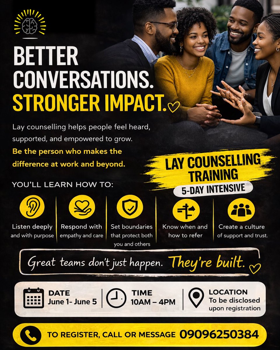 _sunshineseries's tweet photo. If your organization works with vulnerable communities…you need this

Equip your team with practical skills to handle sensitive conversations, safely, confidently, and effectively.

💸 N337,500 per person
💸 N1,350,000 for 4 participants

WhatsApp +234 909 625 0384 to register https://t.co/WtcQIMyBXw
