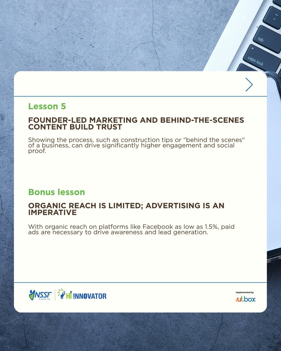 OutboxHub's tweet photo. #NSSFHiInnovator: Missed the masterclass? We’ve got you covered.

Last week, we unpacked how to turn social media into a real growth tool. From understanding your customers to using data that drives results.

Here are the key highlights 👇

Be sure to join us for the next masterclass, you won’t want to miss it.

#EnablingEntrepreneurs