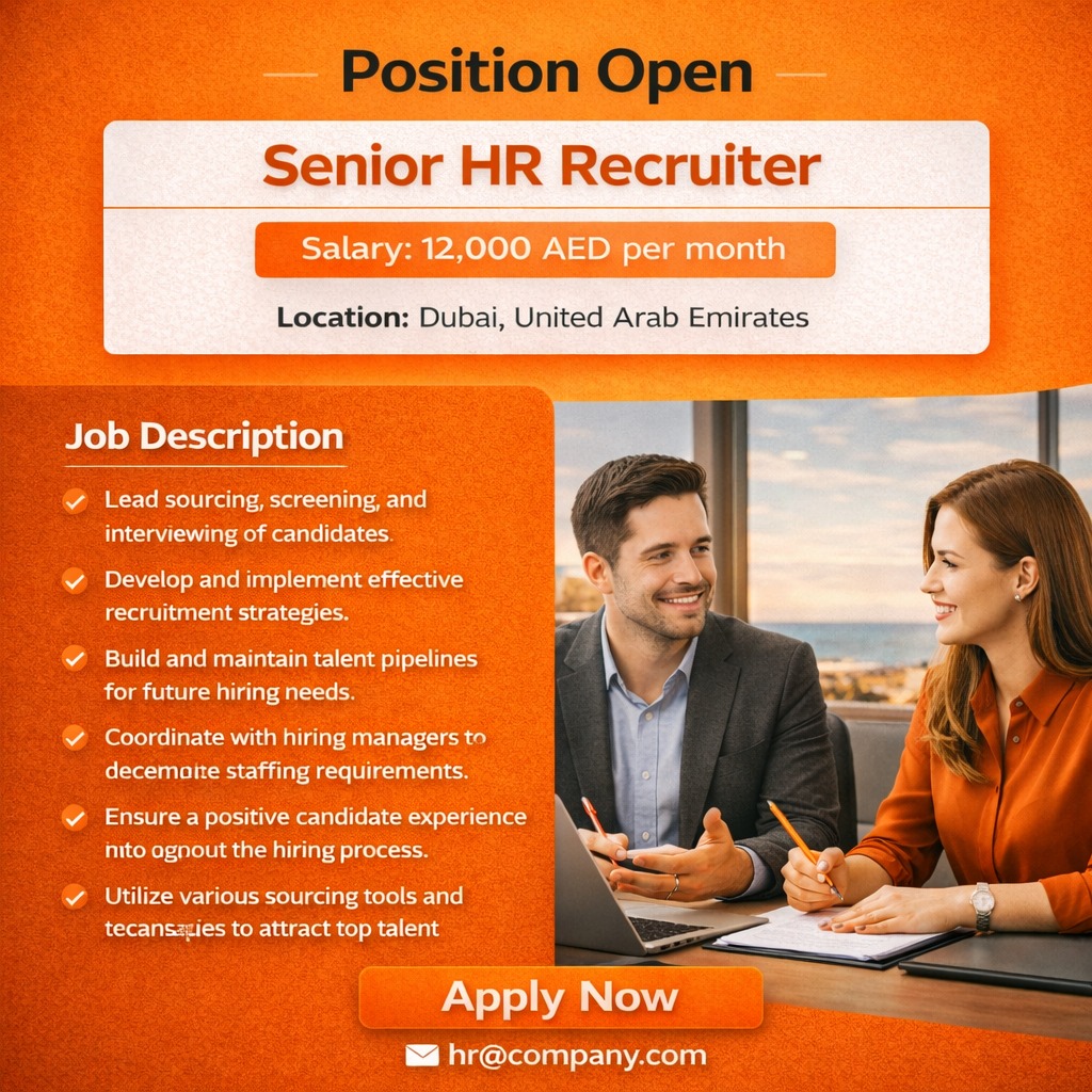 hrjobsin_dubai's tweet image. Position open for Senior HR Recruiter
Location: Dubai - United Arab Emirates
Salary: AED 12,000

Apply at: hrjobsindubai.com/Job

#career #jobseekers #opportunity #hiring #interview #employment #تغريده_جميله