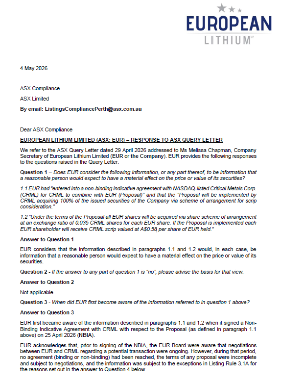 ChuckChunder007's tweet photo. Before reading $EUR's responses to the ASX, you should be aware that the board of $CRML comprises: 
- Tony Sage
- Malcolm Day
- Mykhailo Zhernov
- Michael Hanson
- Michael C. Ryan
...and the board of $EUR comprises:
- Tony Sage
- Malcolm Day
- Mykhailo Zhernov
- Michael Carter https://t.co/nYhk5s5wIG