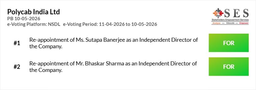 SES_Governance's tweet photo. SES PA Report - Polycab India Ltd, PB 10-05-2026. For more details https://t.co/22uX7HOyMA https://t.co/bSXGiz2YE2