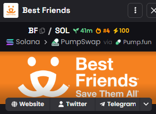 Best_Friends_X's tweet photo. $BF is listed on DEXScreener hotpair #4. 🔥

https://t.co/xFTTDYXt6C https://t.co/YQzAn75uJO