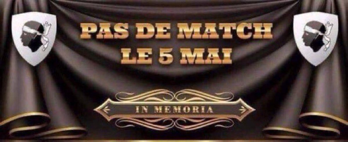 Socios_GFCA_'s tweet photo. #SociosGFCA
#InMemoria
#PasDeMatchLe5Mai
@SCBastia
Era un 5 di maghju è un ci ne scurderemu mai.
In Memoria.
Association des Socios du GFCA Football.
⚫️ 🔴🔵 https://t.co/XqEMRgtrqe