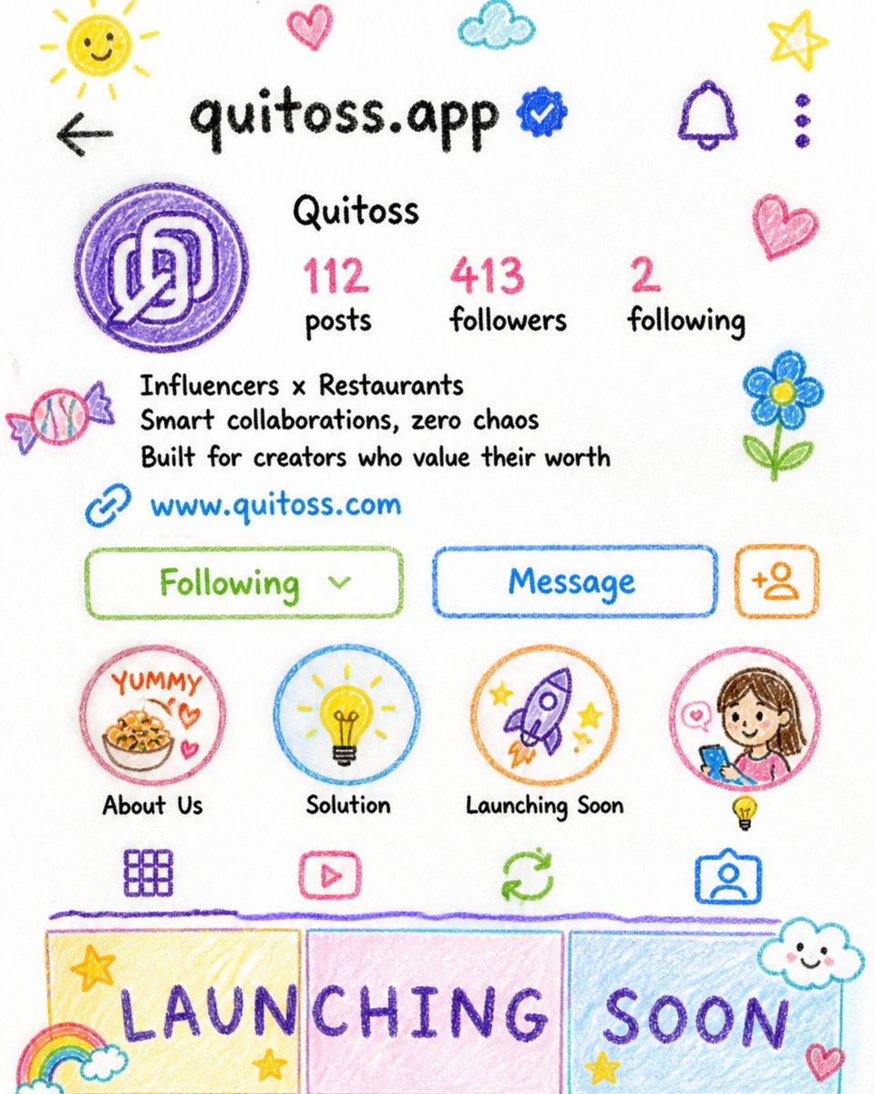 Quitoss_app's tweet image. Launching something BIG 🚀
Creators 🤝 Restaurants — smarter collabs, zero chaos.
No more “just free food” deals. Start earning what you deserve 💸
Quitoss is almost here. Stay ready. 👀
#Quitoss #LaunchingSoon #CreatorEconomy #InfluencerMarketing #EarnWithContent