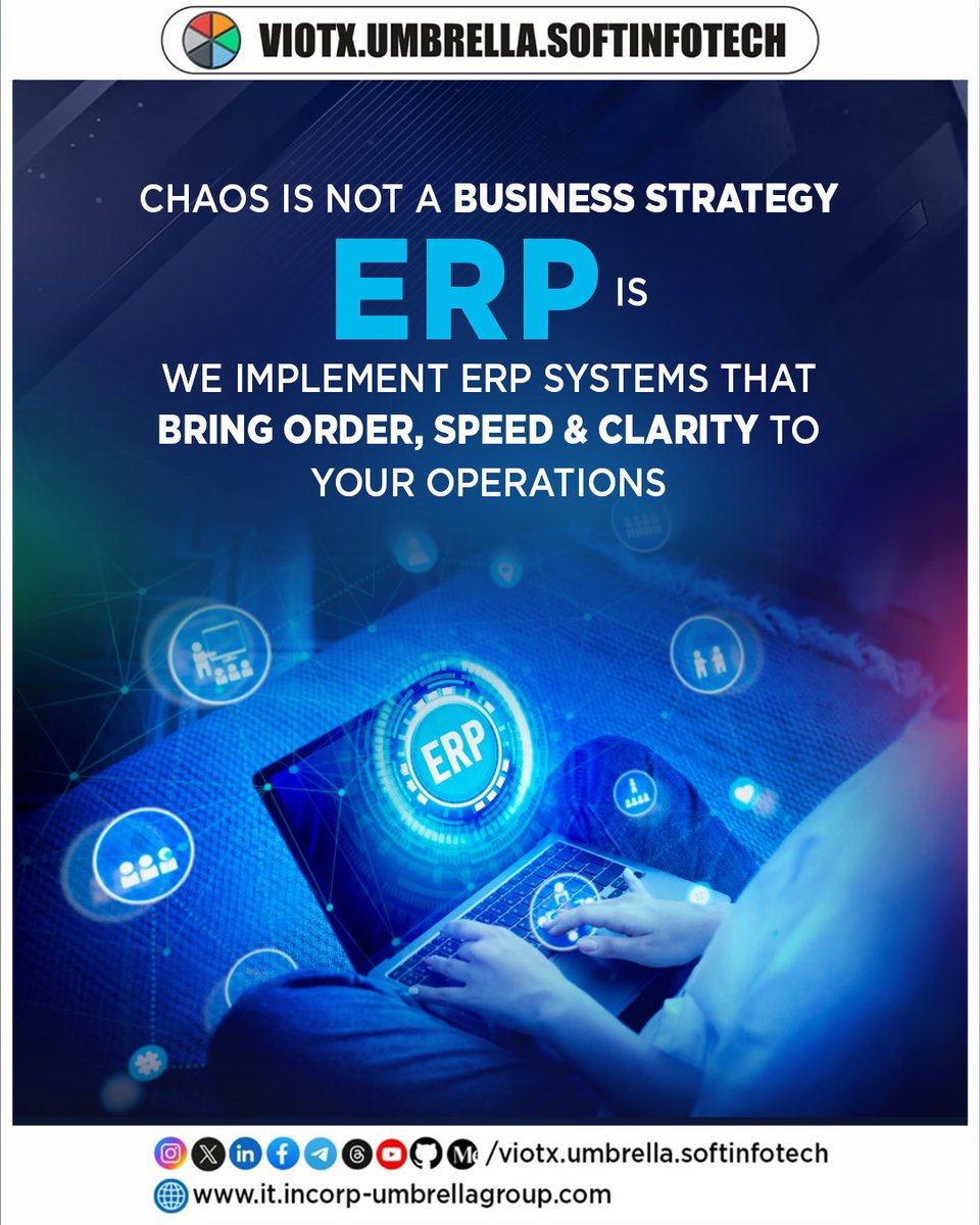 umbrellxsoftech's tweet photo. "Streamline operations with ERP solutions that organize data, improve workflow, and give you better control over every part of your business.
#IT #DigitalIndia #Zoho #BusinessAutomation #AI #DigitalSolutions" https://t.co/lTffkOAniU