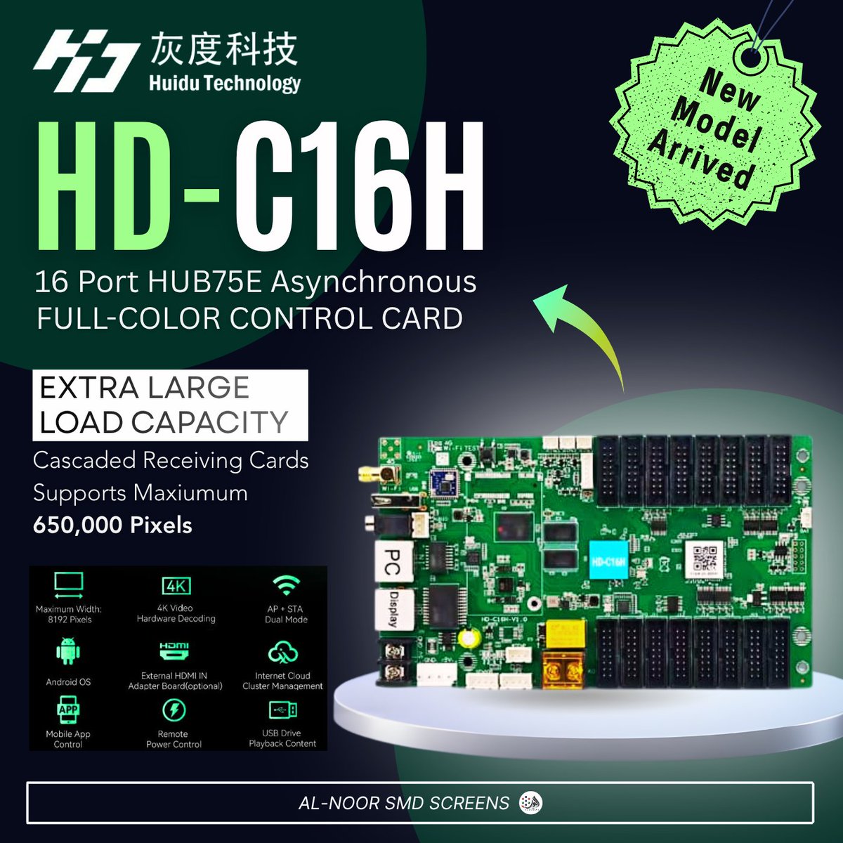 gkgdpakistan's tweet image. New Model Arrival– HD-C16H Control Card by Huidu Technology
For orders and technical guidance, contact Al-Noor SMD Screens today.
📷 alnoorsmd.com
📷 gkgdpakistan.com
📷 WhatsApp:0332 4166645
#Abdulaziz #SMDScreen #LED #SMDScreeninLahore #rentalsmddisplay