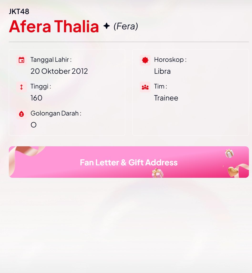 anzarra's tweet photo. #prevTweet
dan baru ngeh kalo dedek Fahira itu 'fake maknae', alias sebenernya yg paling bungsu di JKT48/Gen 14 saat ini adalah Fera. lebih muda 2 bulan, "tapi masa Fahira manggil aku kak," katanya pas SR kemarin. π
https://t.co/aGIG70Zq9V