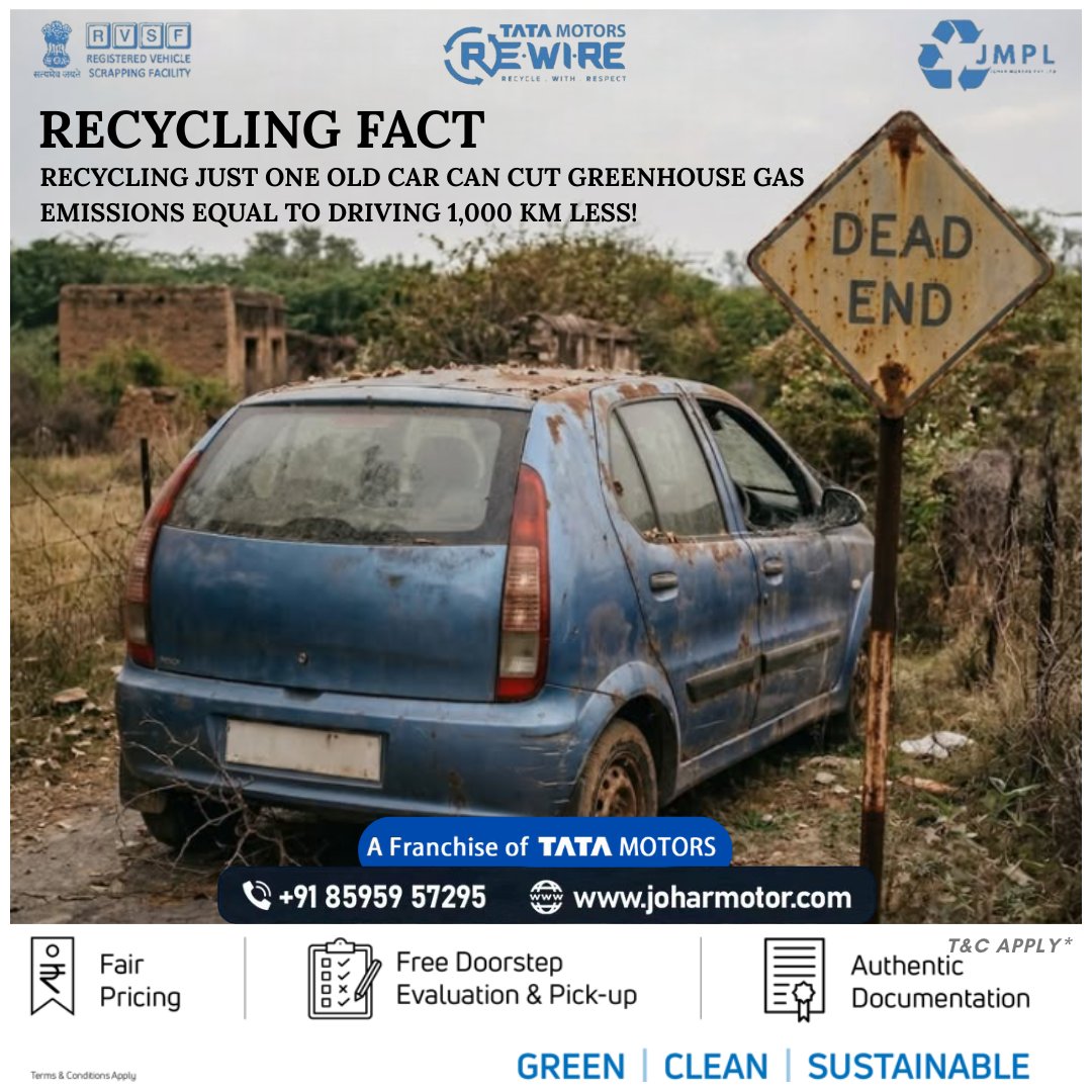 TataRewireJMPL's tweet photo. An end doesn’t have to be the last chapter. Tata Motors https://t.co/9F6YQTJQCC JMPL.​

पुरानी गाडी या स्क्रैप वाहन को बेचने के लिए अभी संपर्क करें - +918595957296

#tatarewirejmpl #GreenGoodbye #VehicleRecycling #EcoFriendly #InstantCash #DeclutterSmartly #SustainabilityFirst https://t.co/6imFvD80h7