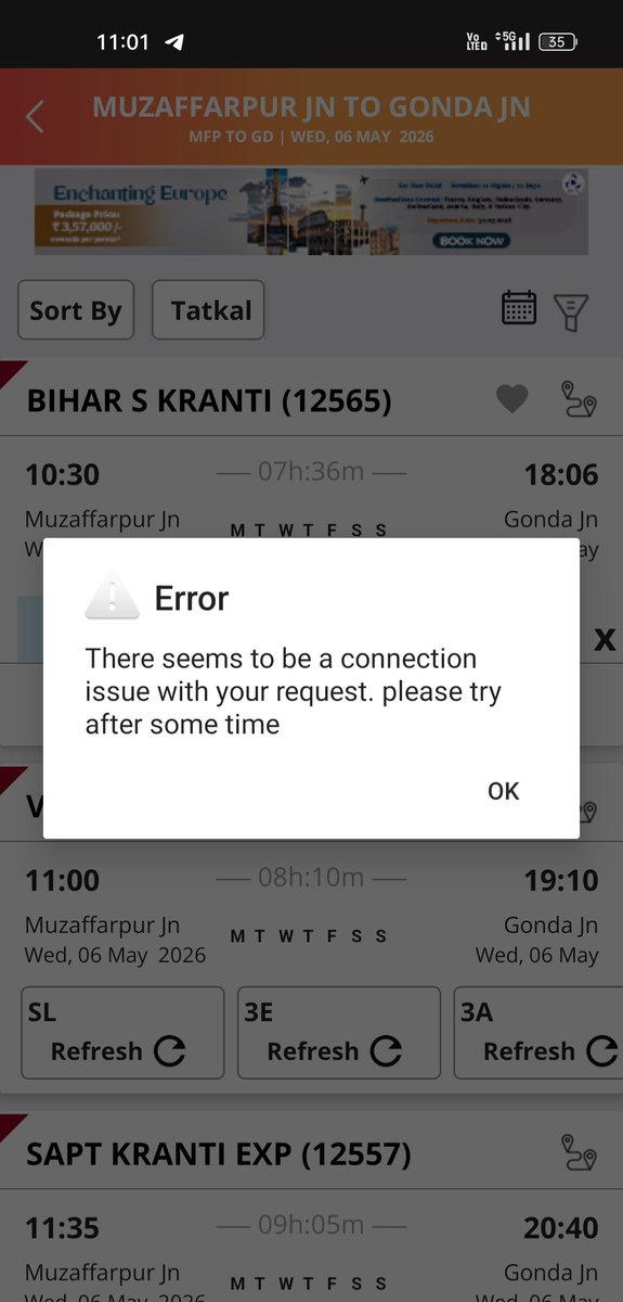 sanjaysharmadr's tweet photo. @IRCTCofficial @RailMinIndia @AshwiniVaishnaw @RailwaySeva

I am trying to book a Tatkal ticket, but the IRCTC app keeps crashing right at the crucial moment. While other platforms handle massive user loads smoothly, this issue persists on a critical public service app.
(1/2) https://t.co/9teZX6K4PC