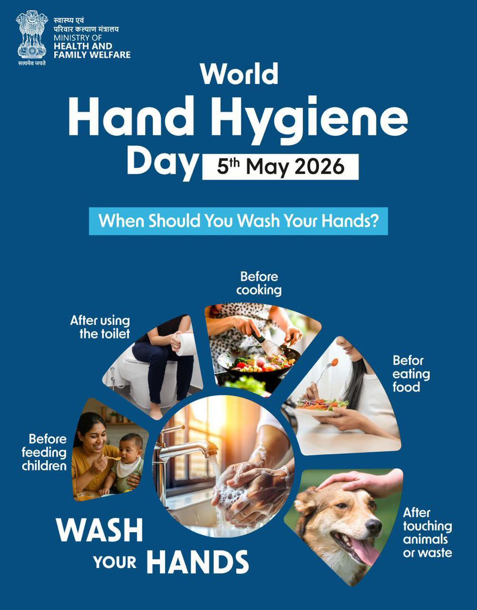 MoHFW_INDIA's tweet image. This World Hand Hygiene Day, reaffirm your commitment to proper hand hygiene.

Follow the 5 key moments to protect yourself and others from infections.

Clean hands save lives.

#WorldHandHygieneDay #HandHygiene