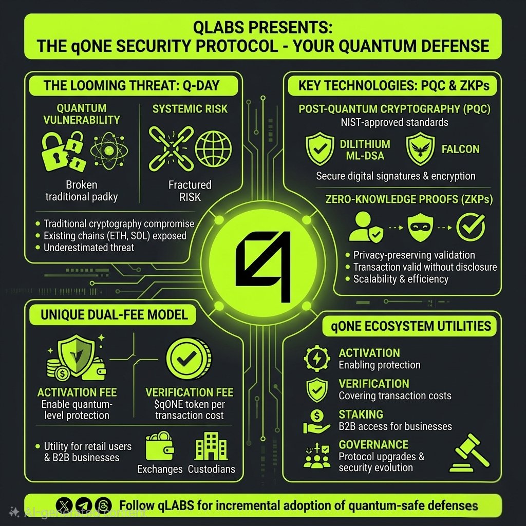 theweb3dof's tweet image. As quantum computing quietly advances, the cryptography securing 99% of #Web3 is ticking toward an expiration date.

​The infographic below breaks down how @qlabsofficial is architecting the ultimate defense layer. By combining Post-Quantum Cryptography (PQC) with Zero-Knowledge