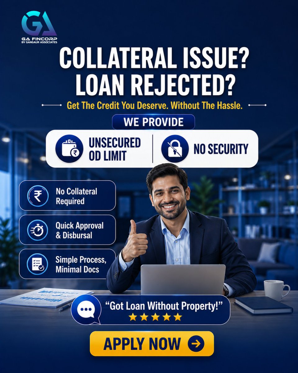ganfincorp1's tweet photo. Collateral issue?
Loan rejected?
๐ฐ We Provide:
Unsecured OD Limit | No Security
๐ฌ โGot loan without property!โ
๐ Apply Now
๐ซ GAFinCorp
๐ฒ +91 7023188995
Get Loans Without Collateral!
#UnsecuredLoan #ODLimit #NoCollateral #GAFinCorp #FinanceSupport #EasyApproval #InstantFunds https://t.co/TKdS0TME0v
