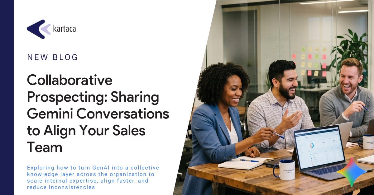 KartacaOfficial's tweet image. Sales teams lose ~2 days a week to admin work. That’s pipeline time gone. Top orgs scale the “winning logic” behind deals. “Share Chat” in #Gemini for #GoogleWorkspace turns it into a shared system that is visible, repeatable, and team-driven 👉 kartaca.com/en/collaborati…

#kartaca