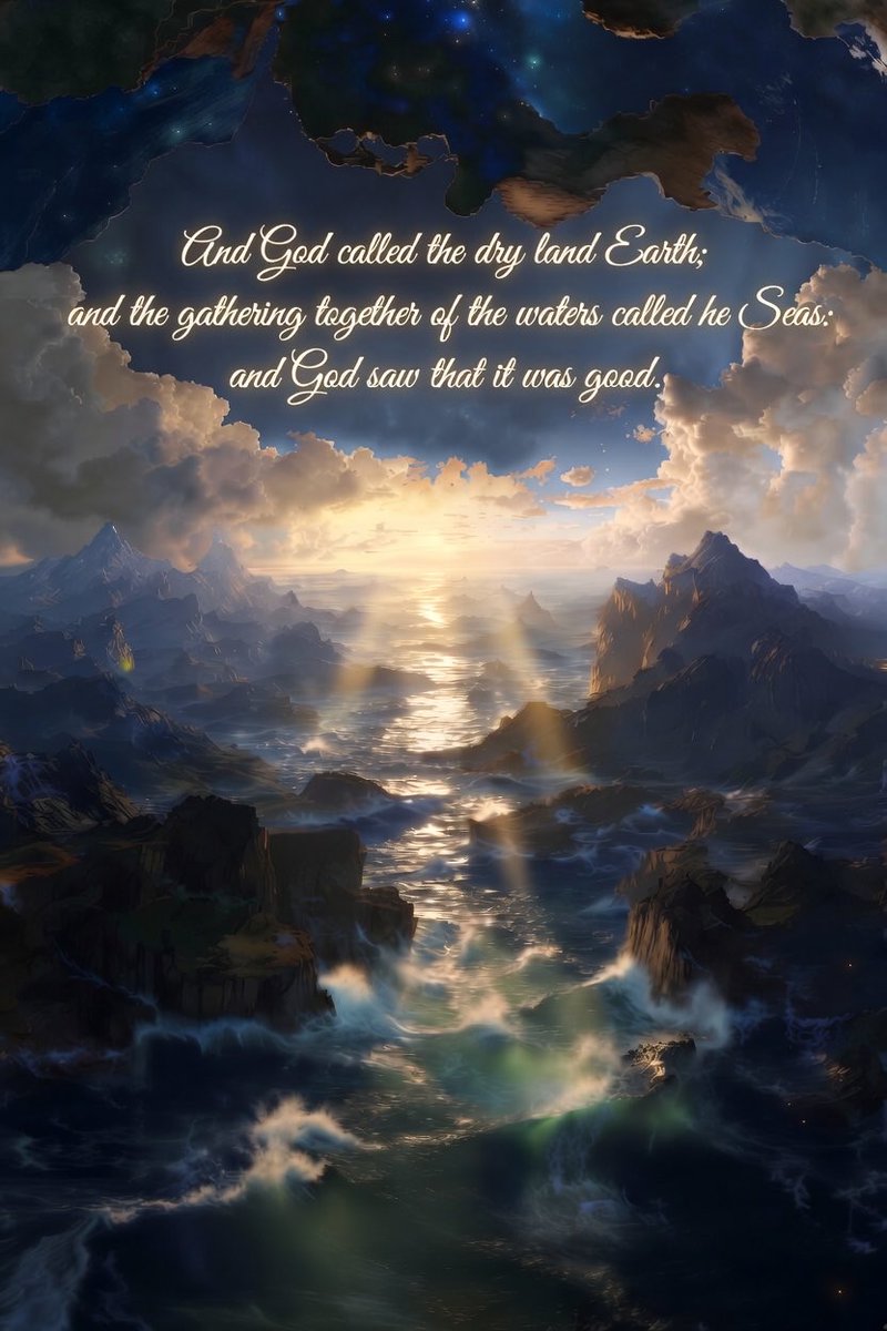 AlphaMarkOmega's tweet image. One verse at a time, from Genesis to Revelation.

Genesis 1:10

Land and sea formed by His word and God saw that it was good.

How does God’s creation move your heart to worship?

Continue the journey.
#bibleart #christianart #bibleverse #scripture #faithart #AlphaMarkOmega