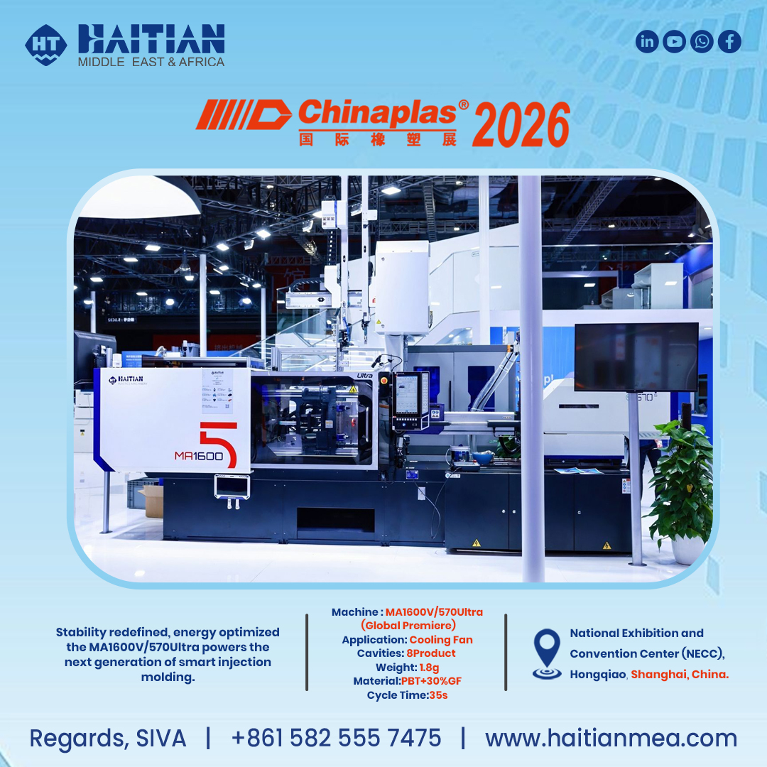 Haitianmideast's tweet image. MA1600V/570 Ultra delivers superior stability and energy efficiency powering precision, reliability, and next-gen smart injection molding.

#InjectionMolding #SmartManufacturing #EnergyEfficiency #Industry40 #Chinaplas2026