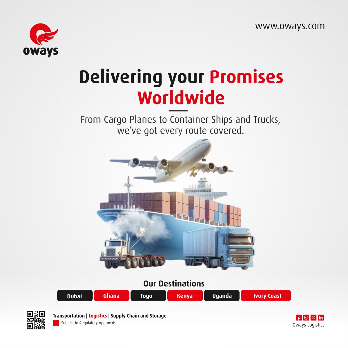 OvinGroup's tweet image. With @owayslogistics distance is never a barrier. From air freight to sea shipping and road transport, we ensure your cargo moves fast, safe, and efficiently across borders.
#OwaysLogistics #GlobalShipping #LogisticsSolutions #SupplyChain #FreightServices #BusinessWithoutBorders