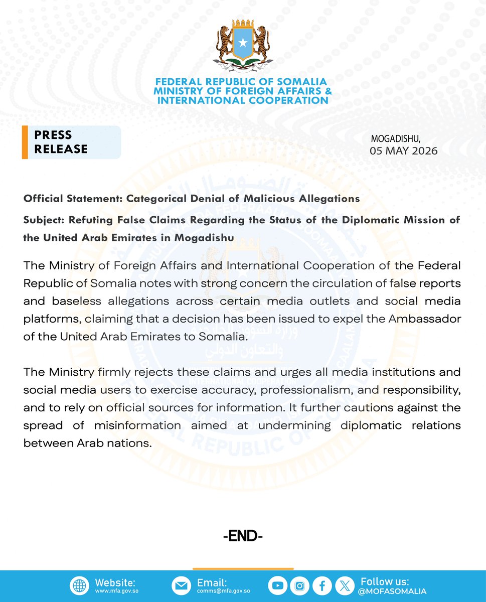 Ministry of Foreign Affairs 🇸🇴 tweet media