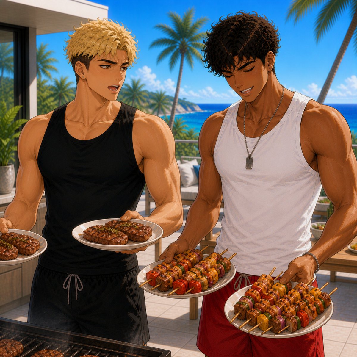 Aetuovldz's tweet image. Barbecue time - holidays PT 2 #bbq #barbecue #anime #holidays