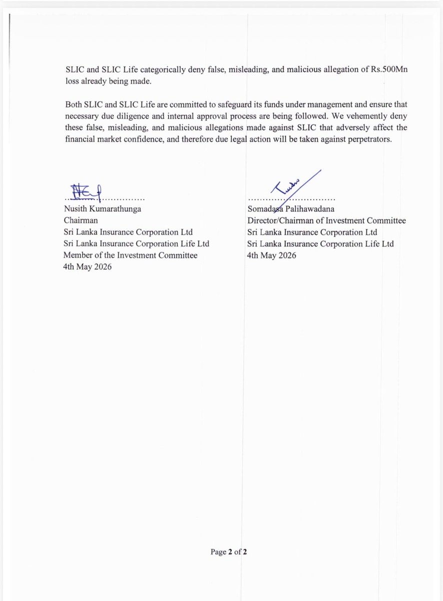 yasasrij's tweet photo. SLIC has issued a press release claiming it’s a "Primary Market" transaction.But even auctions can be rigged with enough firepower.
The real concern ? Conflict of interest. INVESTIGATE! 🇱🇰
@CBSL @CSE_Media #LKR #SLIC https://t.co/Trk9ljOt4W