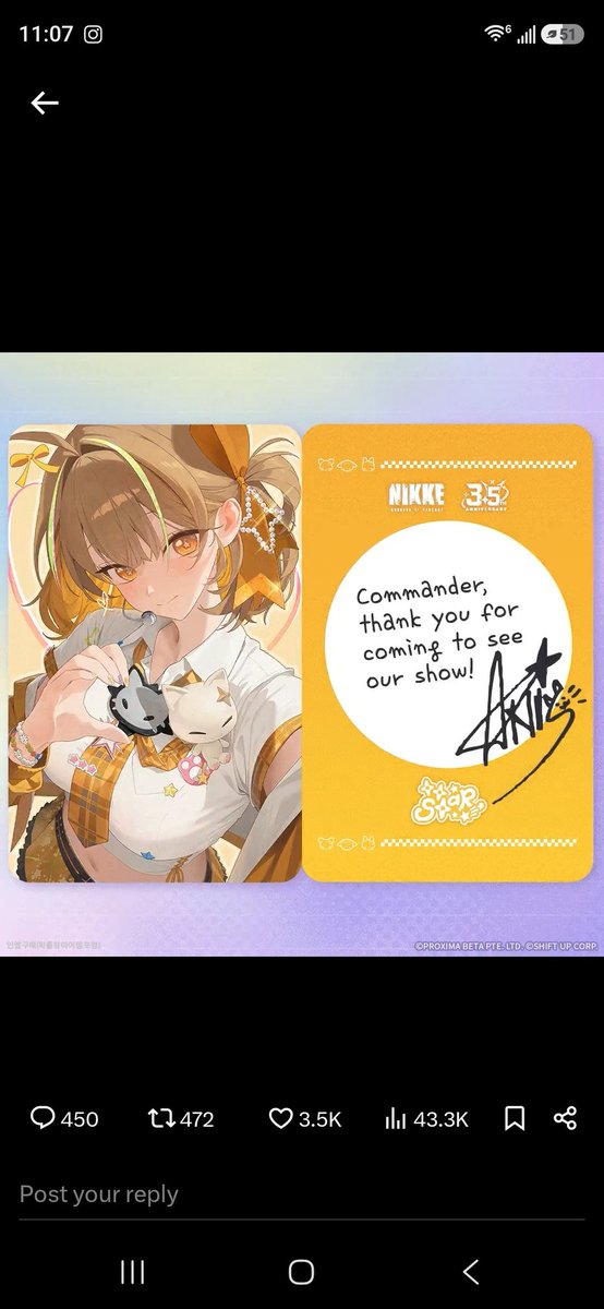 Bluetoothyeet's tweet photo. @NIKKE_en #TTSTARldolPhotoCard https://t.co/UQ8sOaVCr2