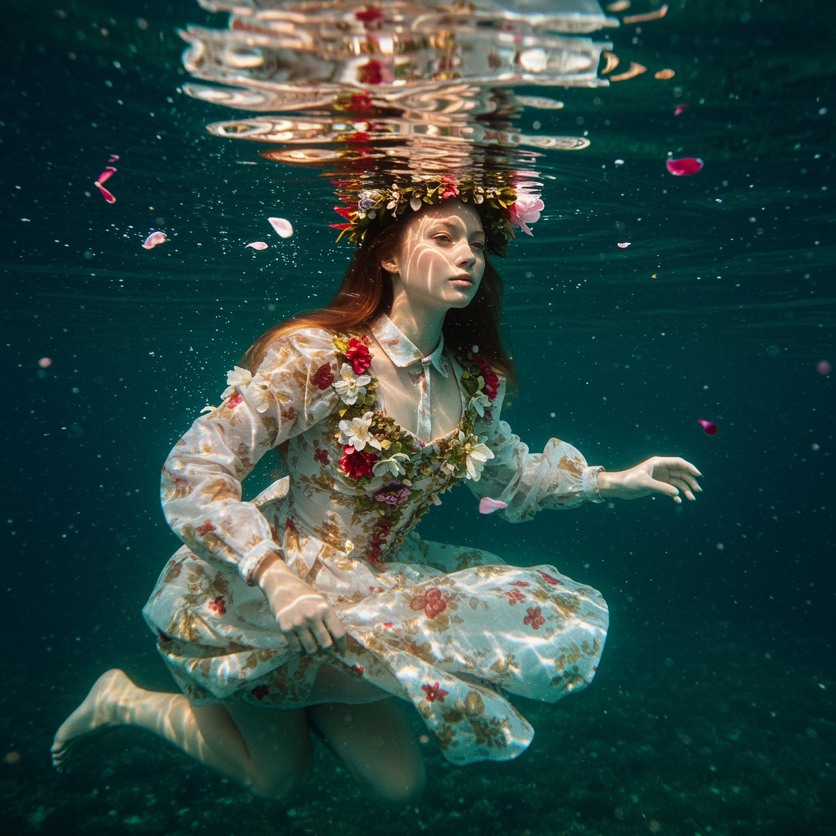 phokuinc's tweet image. Floating between breath and dream. 🌸💧 
#EtherealArt #Dreamscape #VisualPoetry