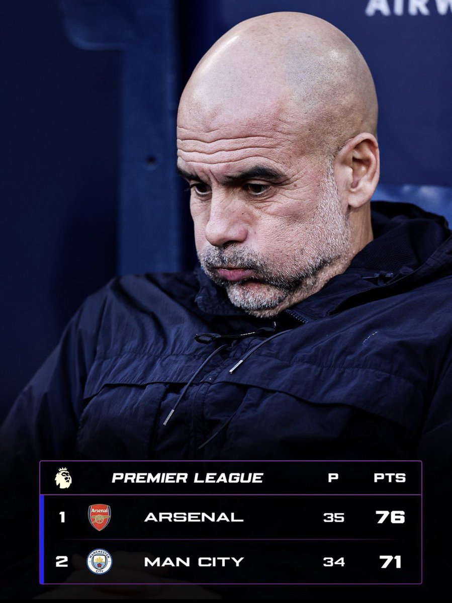 QOkunola60356's tweet image. Pep Guardiola looking defeated after that Everton draw 😭 City drop points again and Arsenal are now massive favorites. Was this the moment the title slipped away? Or can City still fight back? Tell me your prediction! ⚽ #ManCity #PremierLeague #ArsenalFC #Football