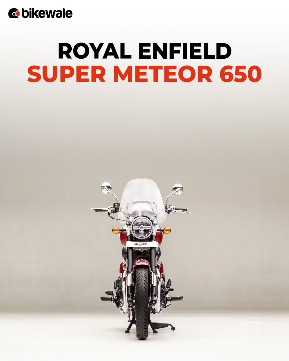 BikeWale's tweet photo. The Royal Enfield Super Meteor 650 delivers pure cruising comfort — relaxed ergonomics, smooth twin-cylinder performance, and timeless styling.

To know more download the BikeWale App now: https://t.co/WuK8AOt63f

#royalenfield #supermeteor650 #royalenfieldmeteor #bwphotos https://t.co/tW9ClKVhKE