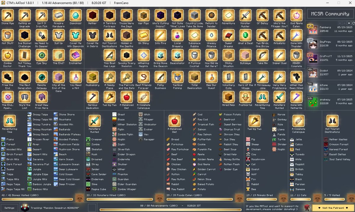 FrannCano's tweet photo. SpeedRun Todos los Logros 1.16.1 (8h 18m) https://t.co/QBBogSHxna