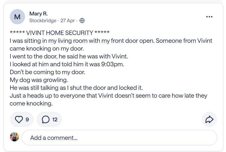 cgoodwolf's tweet photo. Another instance of @VivintHome violating the @ColumbusGov ordinance. I think it's time this be taken to the media and to the city for enforcement action https://t.co/EYovEbIvsi