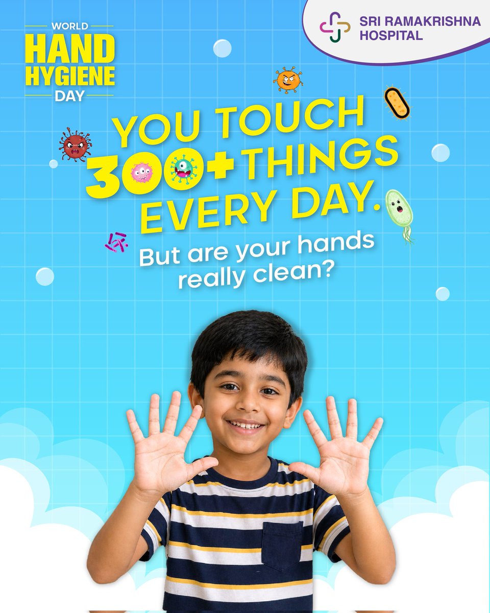 SRHcoimbatore's tweet photo. The smallest habit can make the biggest difference.
This World Hand Hygiene Day, take a simple yet powerful step toward better health.
#SriRamakrishnaHospital #SRH #WorldHandHygieneDay #CleanandSafe #Coimbatore https://t.co/os8N7e4Bg8