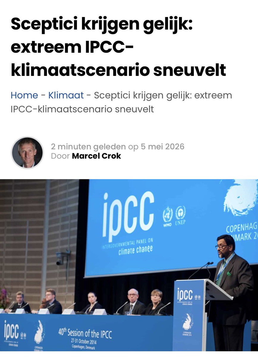 Eindelijk gaat het doemscenario van het IPCC de prullenbak in. De Volkskrant vond het nieuws belangrijk genoeg voor de voorpagina. <a href="/marcelcrok/">Marcel Crok</a> schreef al in 2018 dat het extreme scenario van het IPCC onhoudbaar was. De wetenschappelijke molens draaien echter traag en het duurde