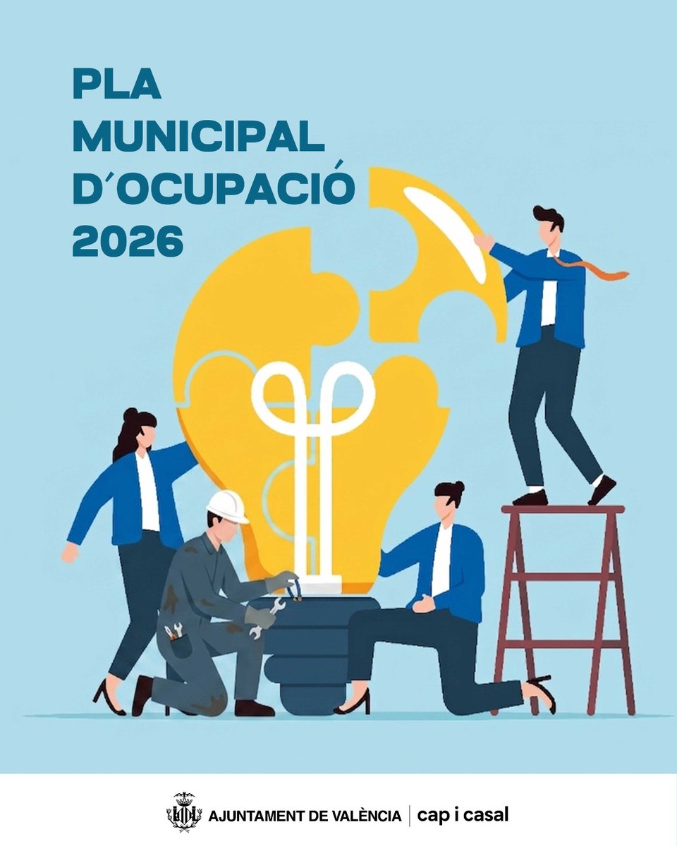 AjuntamentVLC's tweet photo. 📢 L’Ajuntament contractarà 219 persones amb el pla d’ocupació municipal a través de @GVAlabora ⤵️
🗓️ 1 any, jornada completa
💼 Perfils molt diversos
‼️ Imprescindible estar inscrit/a en #Labora
🚺 60% de llocs reservats a dones
🫰 Inversió: 5,7 M€
ℹ️ https://t.co/9fudNirJ9P https://t.co/abAo8uShKH