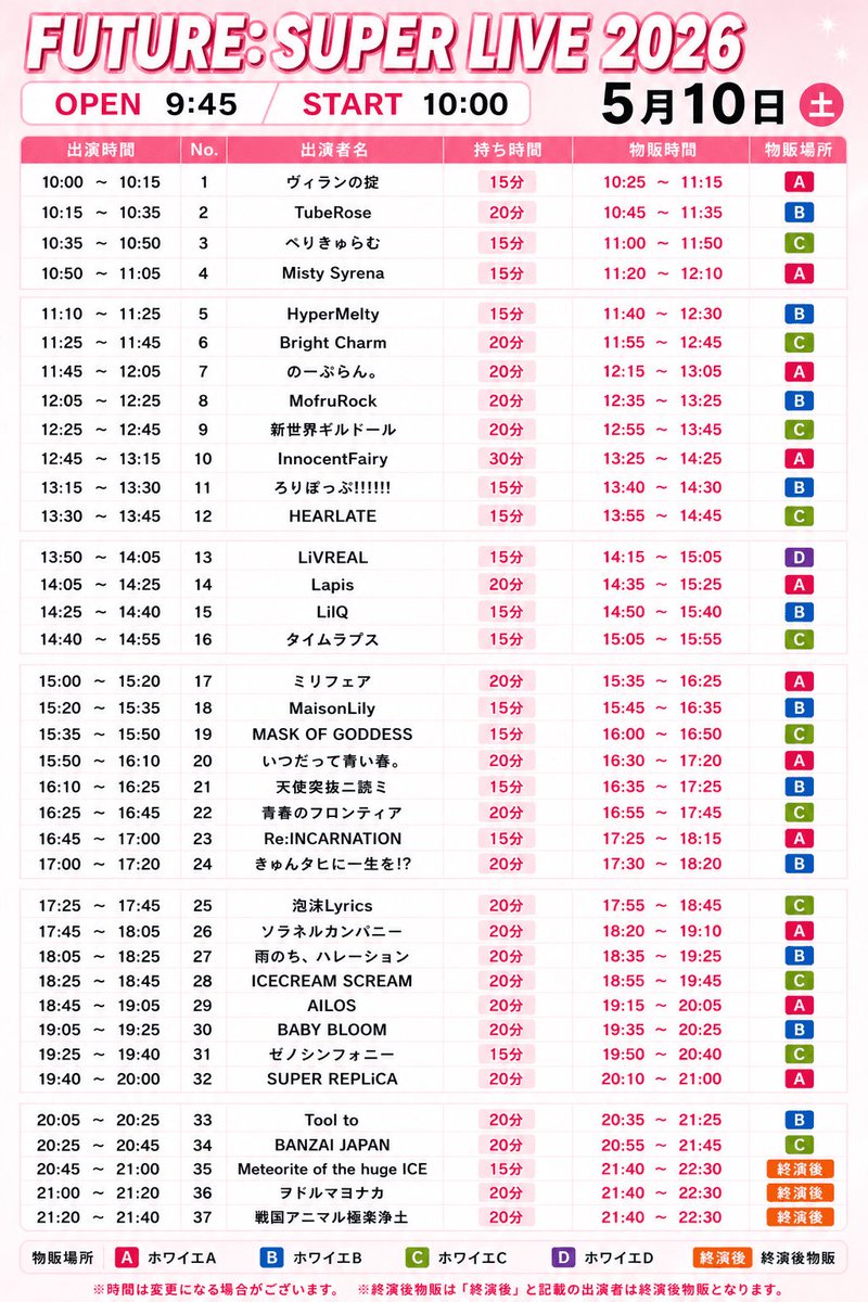 5/10(日)イベント情報- 【FUTURE:SUPER LIVE 2026】 入場特典