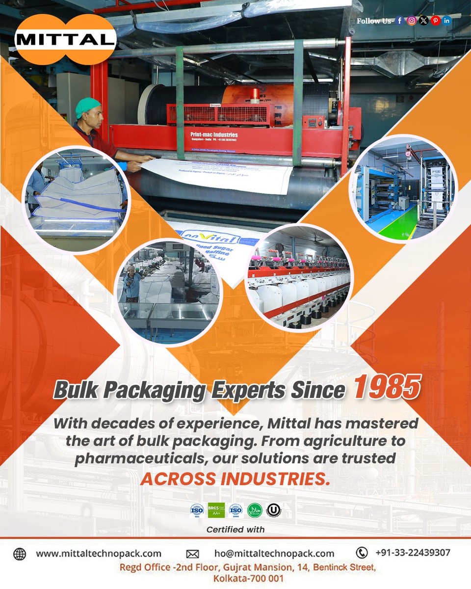 mtpl_official's tweet image. Strong Packaging. Reliable Protection. Trusted Since 1985.
Customized Solutions
Export Quality Products
Reliable &amp;amp; Durable Packaging
Trusted Industry Experience Since 1985

🌐 mittaltechnopack.com

📞 +91-33-22439307

#MittalTechnopack #FIBC #JumboBags #BulkPackaging