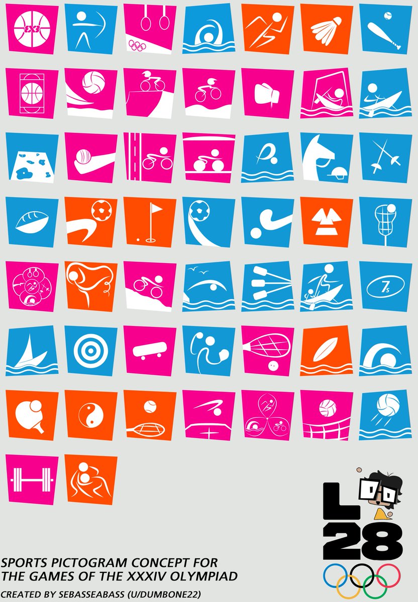 SeabassSebas's tweet image. Been in a @LA28 Olympic/Paralympic mood recently, and decided to create some pictograms based on the events that will be held just for funsies

#Olympics #LA28 #2028Olympics
