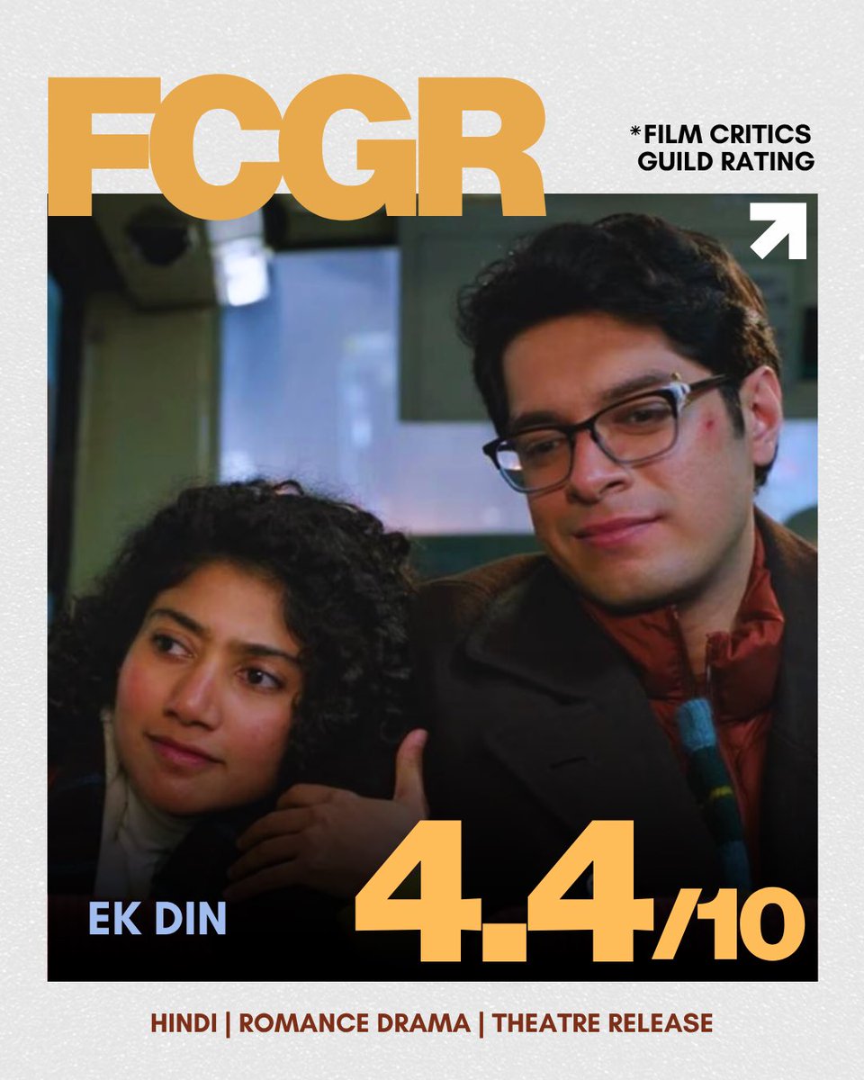 theFCGofficial's tweet image. Ek Din scores 4.4/10 on FCGR.

Ek Din (2026) is a Hindi-language romantic drama directed by Sunil Pandey and stars Junaid Khan and Sai Pallavi.

Link to the reviews in thread below.

#reviews #EkDin