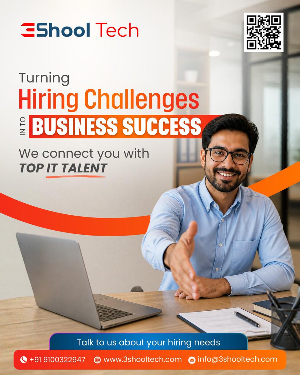 3shoolTech's tweet photo. Hire Smarter. Grow Faster.
Struggling with IT hiring? We connect you with top talent to drive your business success. 🚀
Let’s build your dream team today.
#TechHiring #ITStaffing #StartupGrowth #HiringNow #BusinessSuccess #TopTalent https://t.co/5Stf2fyckN