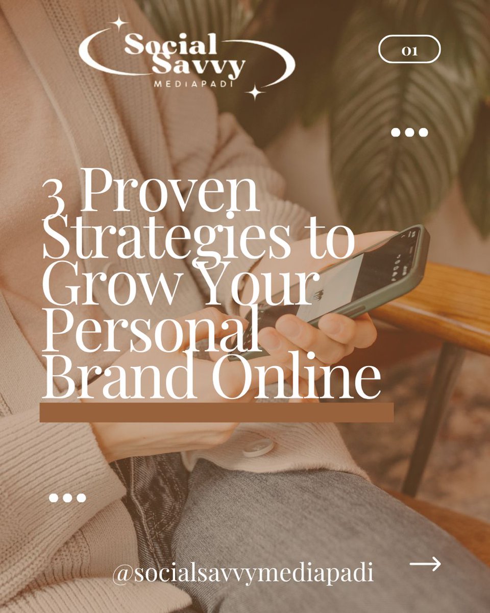Savvymediapadi's tweet photo. Growing your personal brand doesn’t require a big following. It requires clarity, consistency, and showing up for the right people. 

Here are 3 strategies that actually work. 

#PersonalBranding #SocialMediaTips #ContentCreator #BrandStrategy 
#SocialSavvyMediaPadi https://t.co/SYMDU5bf34