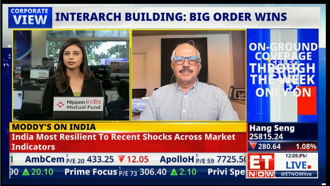 InterarchPEB's tweet photo. Catch Mr. @ArvindInterarch  live today at 12:05 PM on @ETNOWlive  Show @ Noon, as he shares insights on Interarch’s recent #orderwins and business roadmap.
👉 𝗝𝗼𝗶𝗻 𝘂𝘀 𝗹𝗶𝘃𝗲: https://t.co/LXnYXOhCWn

#Interarch  #ETNow #LiveInterview #InfrastructureGrowth 

@NMalikakkal https://t.co/ajgJXfTnW3