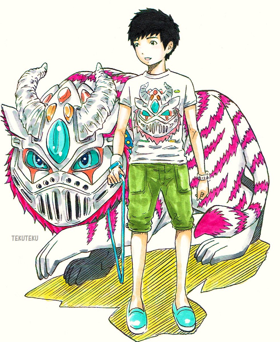 tekutekuman's tweet image. #こどもの日 
子供たちにはそれぞれに、危機・苦難を乗り越えるための、頼もしい"守護聖獣"が味方に付いている✨
 #illustration #オリジナルイラスト