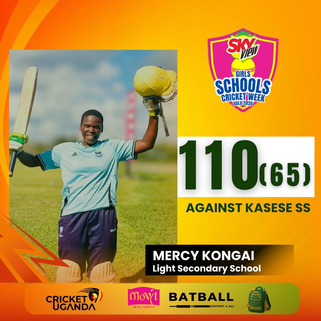 CricketUganda's tweet photo. Exclusive Class | Only 4 centuries have been scored in the history of the Girls' Cricket Week.  

Here is the list..
1. Proscovia Alako (2) - Masaka SSS 
2. Jimia Muhammad (1) - Olila High School 
3. Mercy Kongai (1) - Light SSS 

#SkyViewGSCW2026 #AllDayConfidenceGSCW26 https://t.co/L64aNOCahq