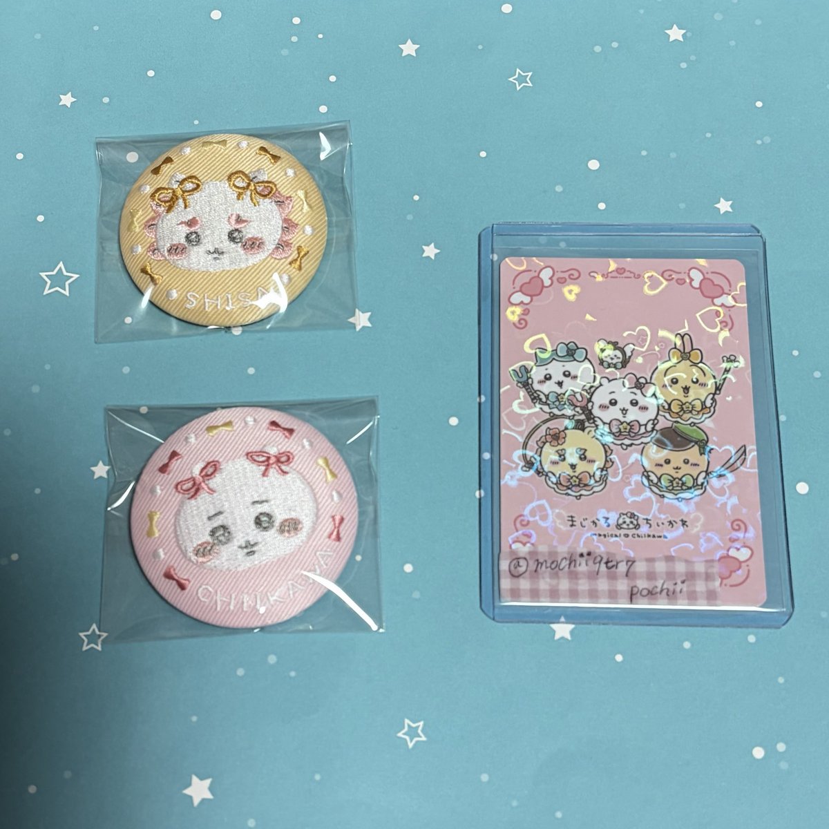 mochii9tr7's tweet photo. 【交換】ちいかわ 刺繍缶バッジ 

譲》 ちいかわ　シーサー

求》うさぎ（りぼん）決まり次第
　　モモンガ（りぼん）

📮郵送交換 https://t.co/oVm1q83zuz