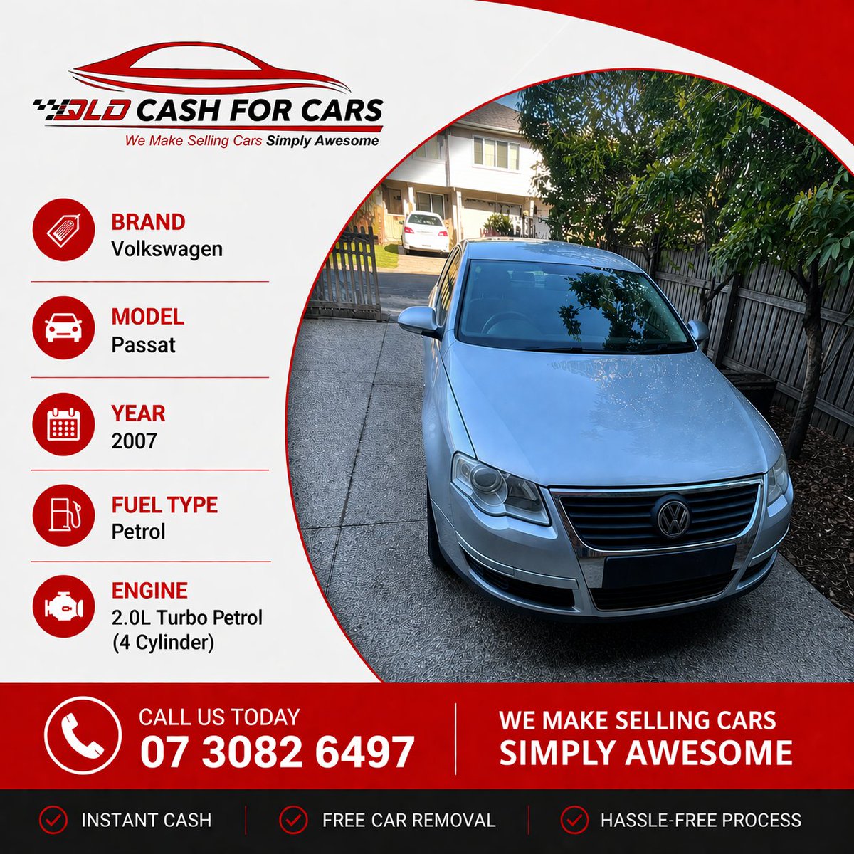 qldcashforcars's tweet image. We’ve recently purchased this 2007 Volkswagen Passat with a 2.0L Turbo Petrol (4 Cylinder) engine and paid top cash. The seller contacted us, received a fair quote and got paid instantly, all on the same day.
Ready to sell yours? Visit qldcashforcars.com.au 

#volkswagen